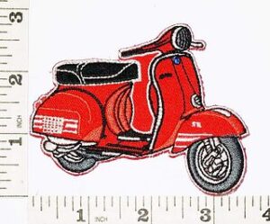 Red Vespa Moped Scooters Motorcycles Biker 3.5"x2.5" sew on patch Embroidered