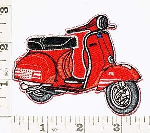 Red Vespa Moped Scooters Motorcycles Biker 3.5"x2.5" sew on patch Embroidered