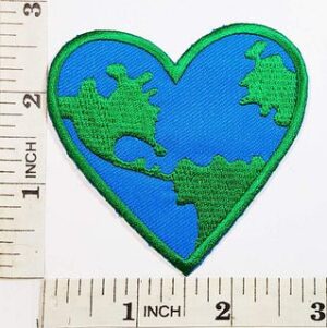 Love the Earth Heart patch Symbol 2.9" Sew Ironed On Embroidery Applique Patch.