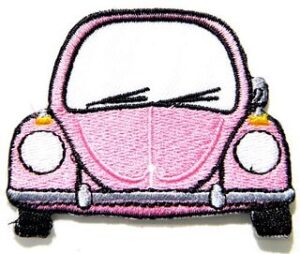 Pink VW Volkswagen Bug Beetle Racing Patch 5.42cmx2.25cm Sew/Iron On Embroidered