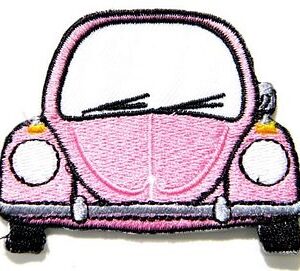 Pink VW Volkswagen Bug Beetle Racing Patch 5.42cmx2.25cm Sew/Iron On Embroidered