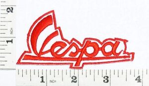 Red Vespa Moped Scooter Biker Patch 3.5"x1.8" Sew/Iron On Embroidered Badge