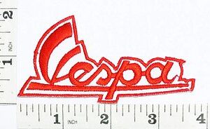 Red Vespa Moped Scooter Biker Patch 3.5"x1.8" Sew/Iron On Embroidered Badge