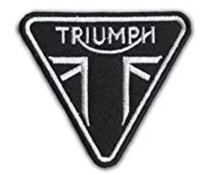 Triumph Flipped Triangle WT/BLK Logo Sew Ironed On Badge Embroidery Patch