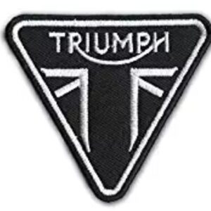 Triumph Flipped Triangle WT/BLK Logo Sew Ironed On Badge Embroidery Patch