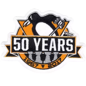 Pittsburgh Penguins 50 Years Logo Sew Ironed On Badge Embroidery Patch