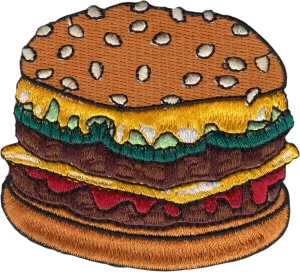 Grilled Cheeseburger Hamburger Fastfood 4"x2" Logo Sew Iron On Embroidery Patch