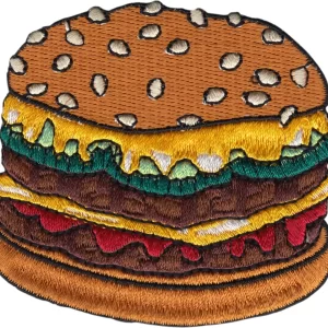 Grilled Cheeseburger Hamburger Fastfood 4"x2" Logo Sew Iron On Embroidery Patch