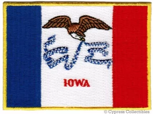 IOWA STATE FLAG 3.5"x2.5" Sew Iron On Badge Embroidery Applique Patch.