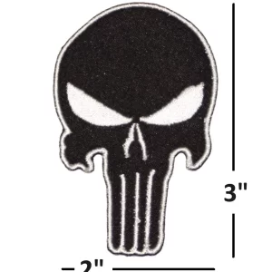 Black PUNISHER SKULL  Sew/Iron On Embroidered