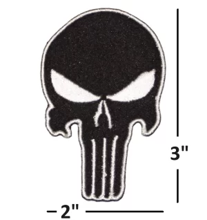 Black PUNISHER SKULL  Sew/Iron On Embroidered