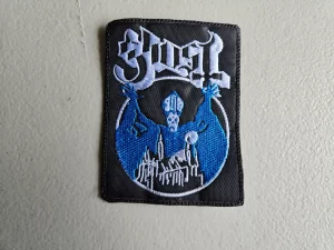 GHOST White and Blue Sew Ironed On Badge Embroidery Patch