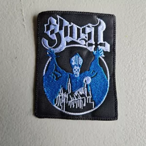 GHOST White and Blue Sew Ironed On Badge Embroidery Patch