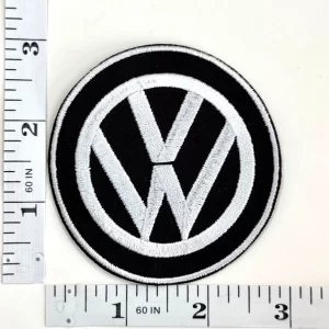 Volkswagen Vw Mini Gray on Black Logo Sew Ironed On Badge Embroidery Patch