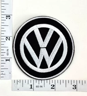 Volkswagen Vw Mini Gray on Black Logo Sew Ironed On Badge Embroidery Patch