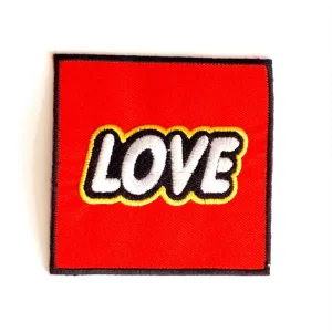 Love Yellow Outline Sew Ironed On Embroidery Patch